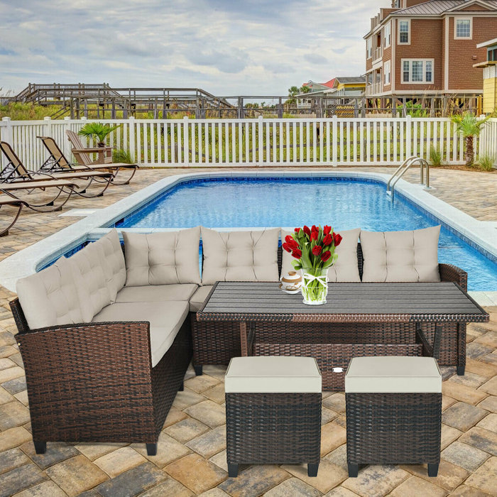 Ebern Designs Hearston Rectangular 8 Person Outdoor Dining Set